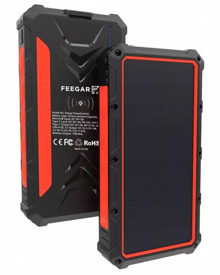 Saulės energijos įkroviklis Feegar 36000mAh Power 20W 4x USB-C PD indukcinis greitasis įkrovimas