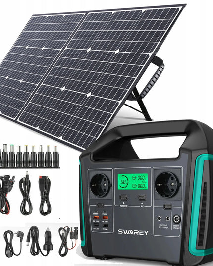 Swarey S1000 saulės energijos įkroviklis su 100 W saulės kolektoriumi – 1000 W nešiojamoji energijos stotelė