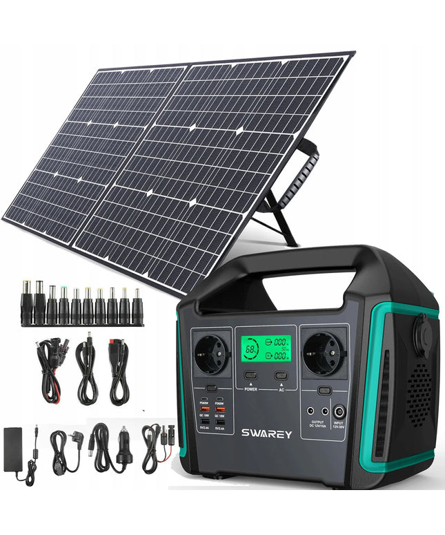 Swarey S1000 saulės energijos įkroviklis su 100 W saulės kolektoriumi – 1000 W nešiojamoji energijos stotelė