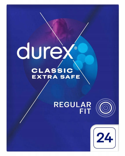 Durex EXTRA SAFE storos, lubrikuotos, saugios prezervatyvai, 24 vnt.