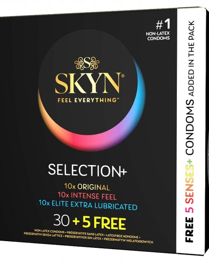 Prezervatyvai SKYN SELECTION SENSES su briaunelėmis plonos MEGA MIX 35 vnt.