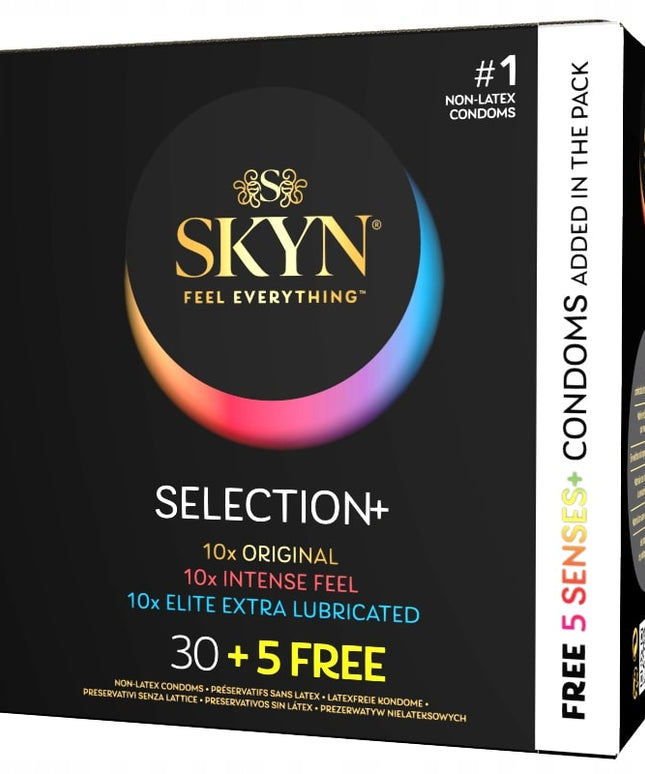 Prezervatyvai SKYN SELECTION SENSES su briaunelėmis plonos MEGA MIX 35 vnt.