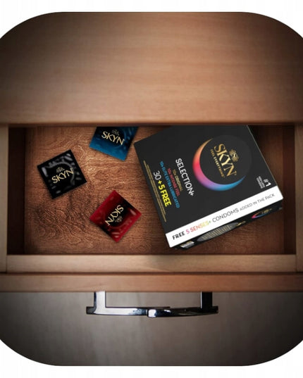 Prezervatyvai SKYN SELECTION SENSES su briaunelėmis plonos MEGA MIX 35 vnt.