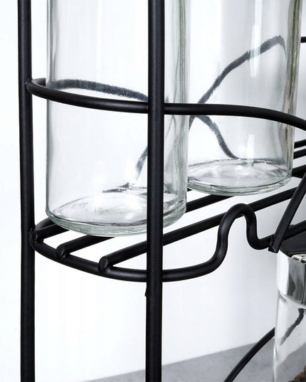 Prieskonių stovas / kosmetikos stovas, metalinis, juodas, 3 aukštų