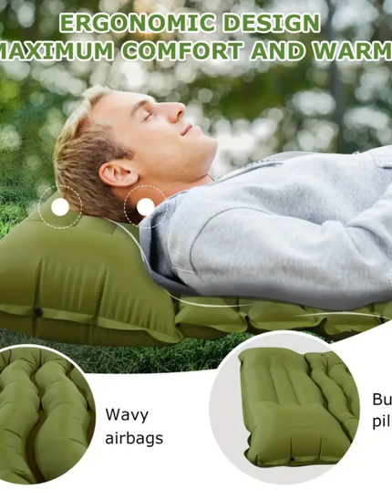 Pripučiamas miego kilimėlis, kelioninis čiužinys, su įmontuota pompa