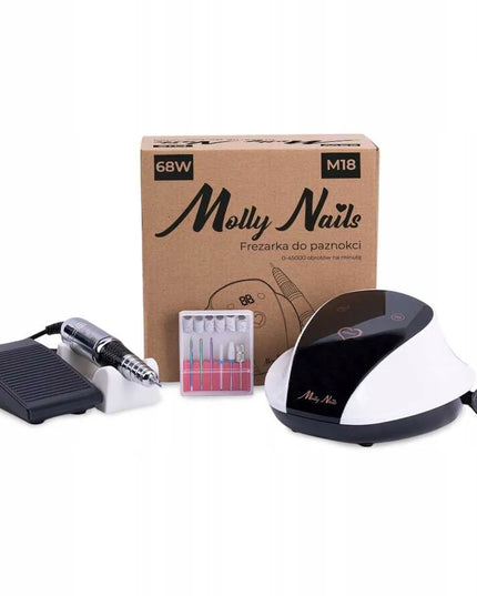 Profesionali nagų frezavimo mašinėlė Molly Nails M18 68 W + laikiklis ir frezų rinkinys