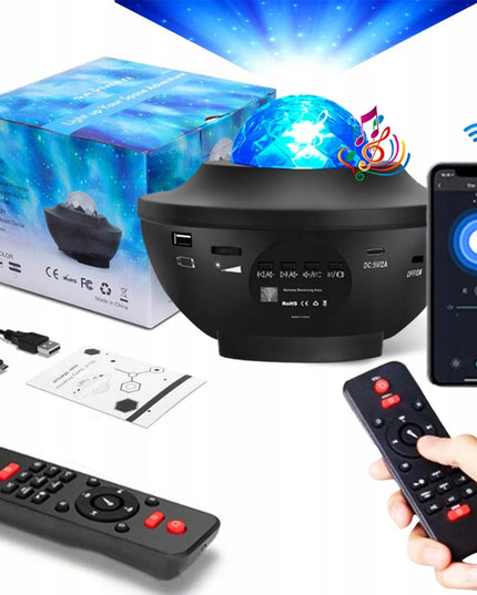 NORIMPEX LED žvaigždžių projektorius – naktinė lempa su „Bluetooth“ garsiakalbiu