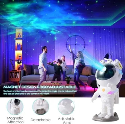 LED projektorius „Astronautas“ – žvaigždėtas dangus, galaktika, planetariumas su laikmačiu