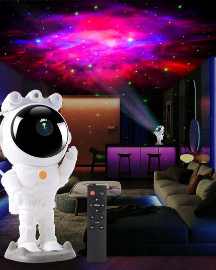 LED projektorius „Astronautas“ – žvaigždėtas dangus, galaktika, planetariumas su laikmačiu