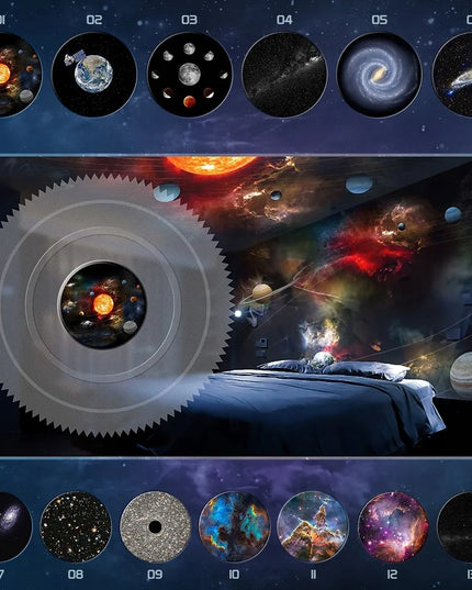 Žvaigždžių projektorius ir naktinė lempa su 13 planetų diskų, USB