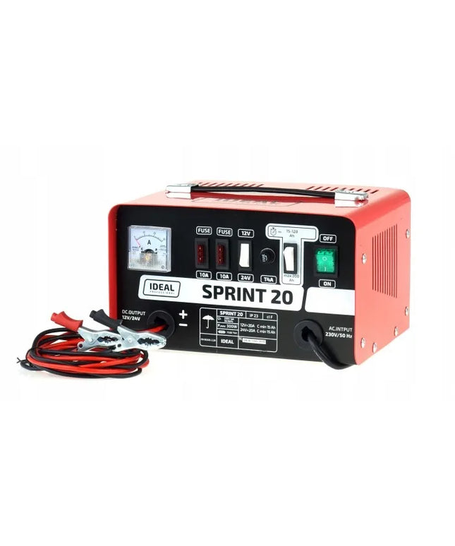 Transformatorinis akumuliatorių įkroviklis IDEAL SPRINT 20, 230 V, 12–24 V, 20 A