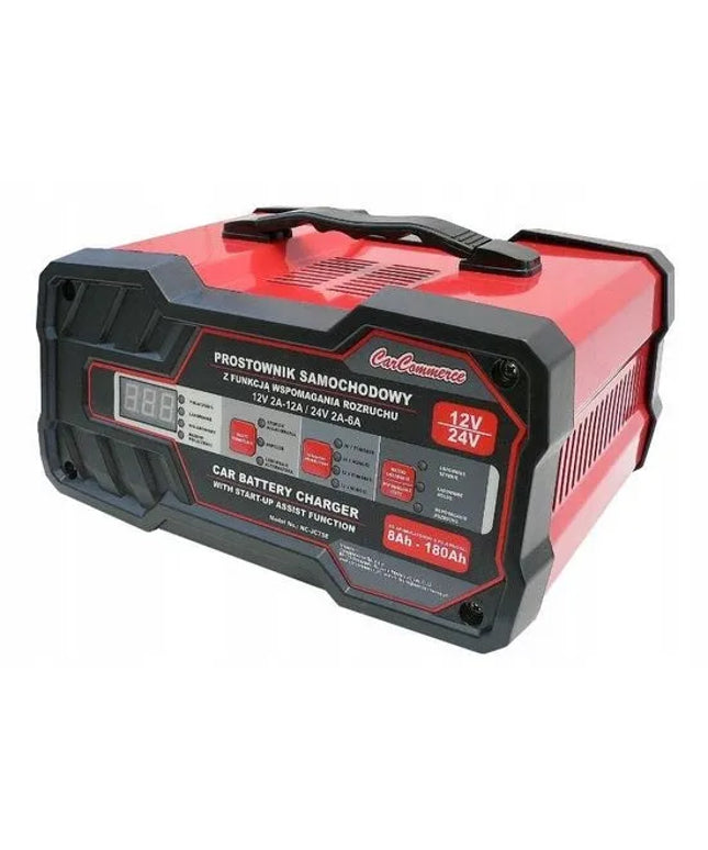 Akumuliatorių įkroviklis su užvedimo pagalba CARCOMMERCE 12 A / 75 A, 12 V / 24 V, AGM, GEL