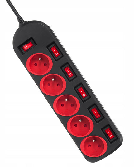 Prailginimo laidas su lizdais ir apšviečiamais jungikliais, 1,5 m MCE204