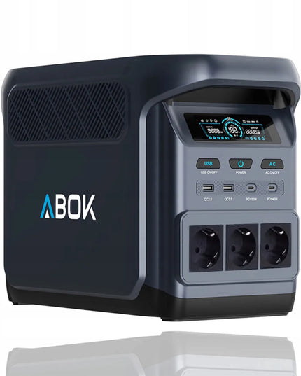 Nešiojamoji maitinimo stotelė Offgridowo ABOK Elux 1, 1800 W, 1024 Wh, su 200 W „Allpowers“ saulės baterija