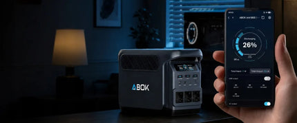 Nešiojamoji maitinimo stotelė Offgridowo ABOK Elux 1, 1800 W, 1024 Wh, su 200 W „Allpowers“ saulės baterija