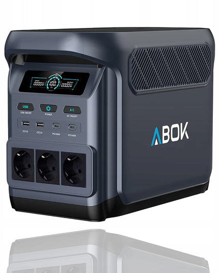Nešiojamoji maitinimo stotelė Offgridowo ABOK Elux 1, 1800 W, 1024 Wh, su 200 W „Allpowers“ saulės baterija