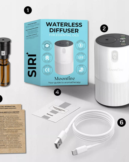 Nešiojamas eterinių aliejų aromaterapijos nebulizatorius SIRI MOONFIRE