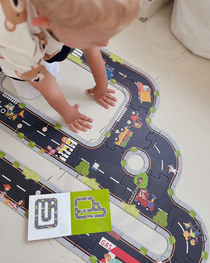 „Tooky Toy“ TH103 vaikų dėlionė-kelio trasa su 3 medinėmis transporto priemonėmis, 20 detalių