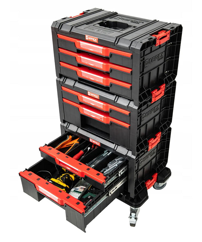 QBRICK SYSTEM PRO Drawer Workshop Set 1 2.0 įrankių dėžių rinkinys su ratukais