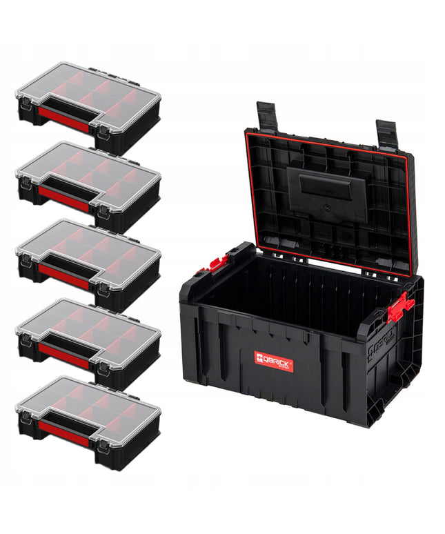 QBRICK SYSTEM PRO+TWO TOOLBOX 2.0 įrankių dėžė su 5x TWO ORGANIZER MULTI