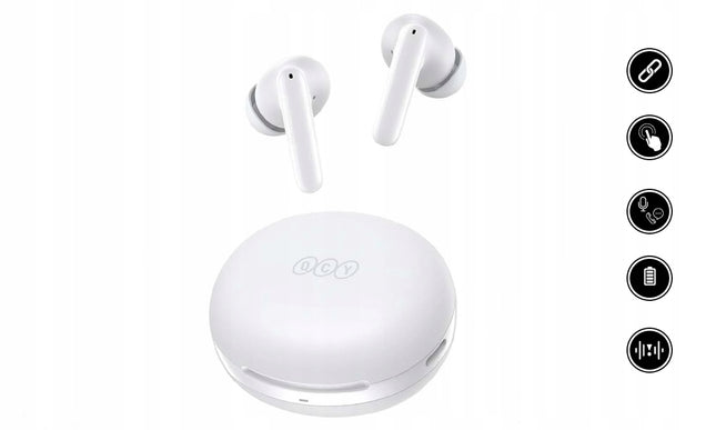 QCY T13 ANC2 Dviejų kanalų belaidės TWS Bluetooth 5.3 ausinės su ANC, baltos