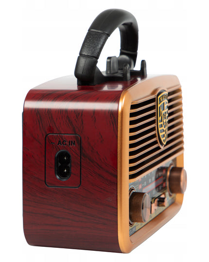 Nešiojamas virtuvės radijas RETRO su saulės baterijomis, Bluetooth, antena, rankena