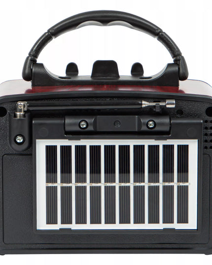 Nešiojamas virtuvės radijas RETRO su saulės baterijomis, Bluetooth, antena, rankena