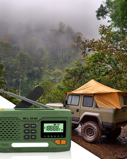 Nešiojamas virtuvinis radijas su saulės energija, dinamą, statybinis žibintuvėlis, powerbank 4500mAh