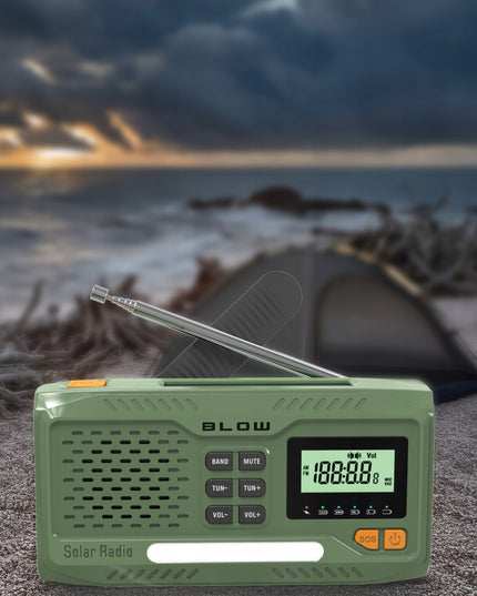 Nešiojamas virtuvinis radijas su saulės energija, dinamą, statybinis žibintuvėlis, powerbank 4500mAh