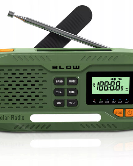 NEŠIOJAMAS RADIJAS BLOW RA13 FM/AM SU LCD EKRANU IR TELESKOPINE ANTENA - ŽALIAS