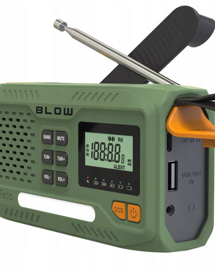 NEŠIOJAMAS RADIJAS BLOW RA13 FM/AM SU LCD EKRANU IR TELESKOPINE ANTENA - ŽALIAS