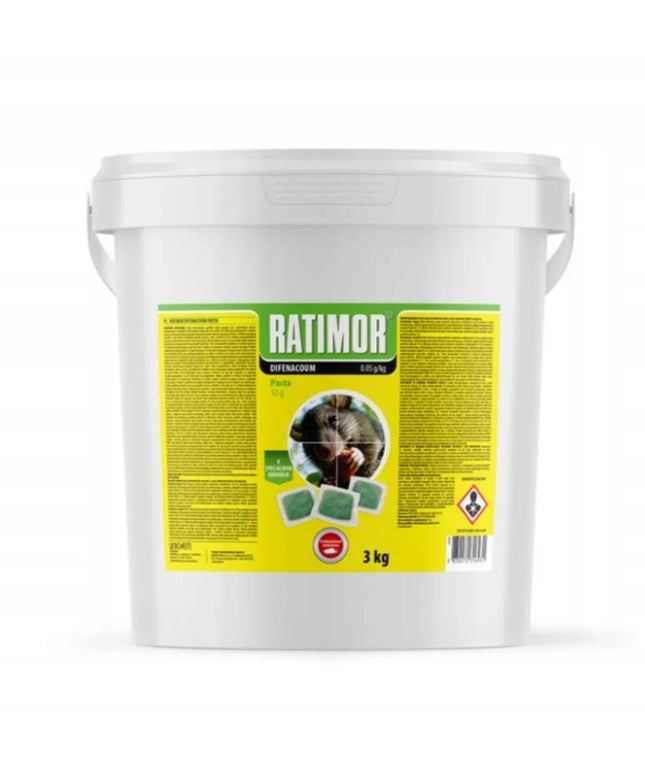 RATIMOR DIFENAKUM – pasta nuo pelių ir žiurkių, nuodingas masalas paketėliuose, 3 kg
