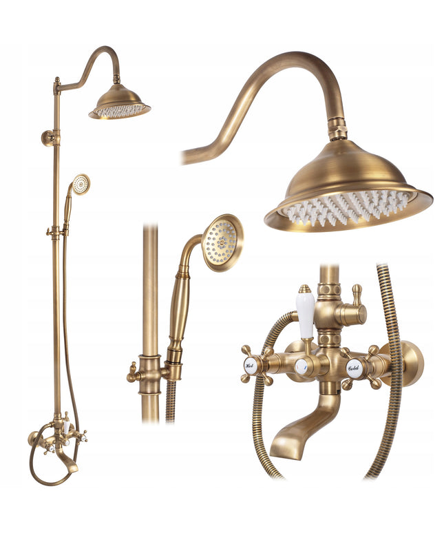 REA Dušo komplektas montuojamas ant sienos Bergamo antikinio bronzo vintage