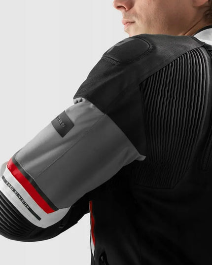REBELHORN BORG II BLACK GREY RED vyriška tekstilinė motociklininko striukė