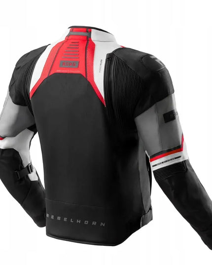 REBELHORN BORG II BLACK GREY RED vyriška tekstilinė motociklininko striukė