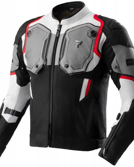 REBELHORN BORG II BLACK GREY RED vyriška tekstilinė motociklininko striukė