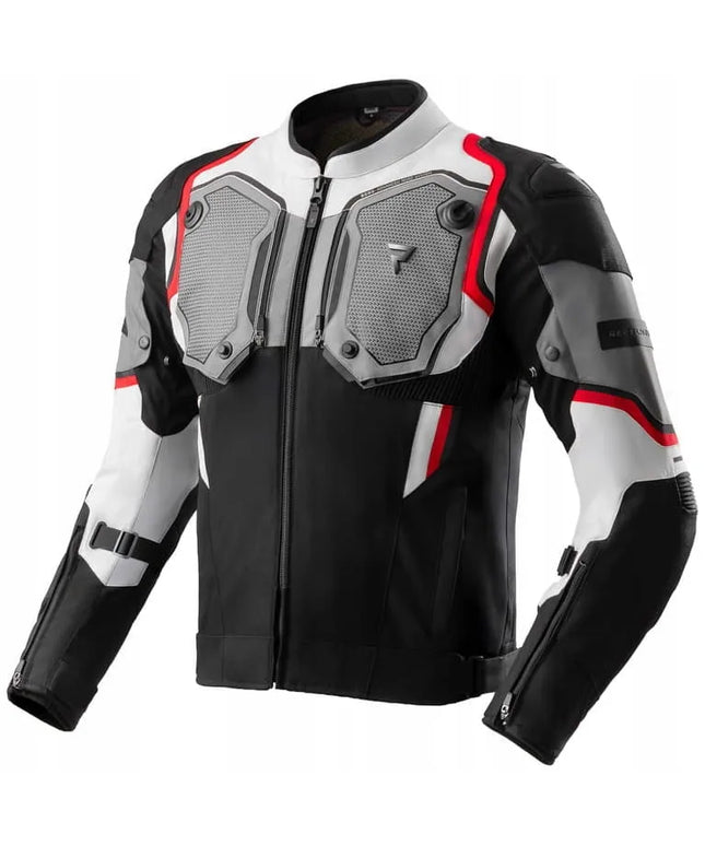REBELHORN BORG II BLACK GREY RED vyriška tekstilinė motociklininko striukė
