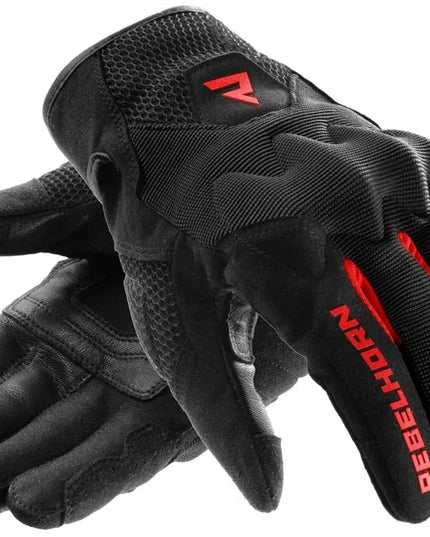 Rebelhorn Core Black Red vasarinės trumpos motociklininko pirštinės XL