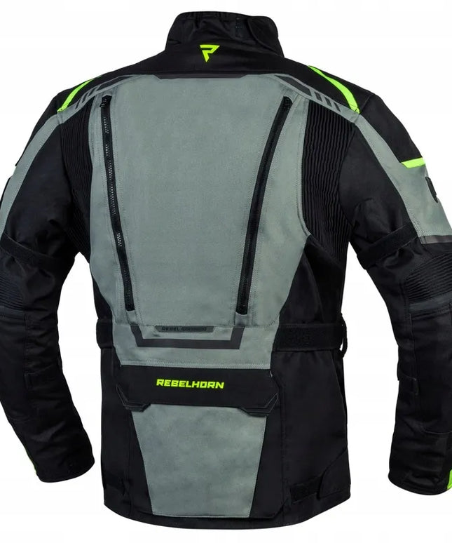 Motociklininko striukė Rebelhorn Cubby IV BLACK/GREY/FLO YELLOW