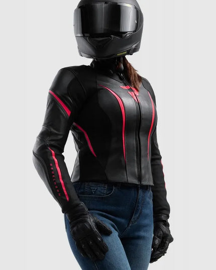 REBELHORN DIVA ST BLACK PINK moteriška odinė motociklininko striukė 34