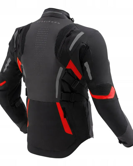 REBELHORN HIKER IV BLACK DARK GREY RED tekstilinė motociklininko striukė M dydžio