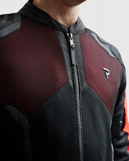 Vyriška tekstilinė motociklininko striukė REBELHORN JAX BLACK RED, XXL