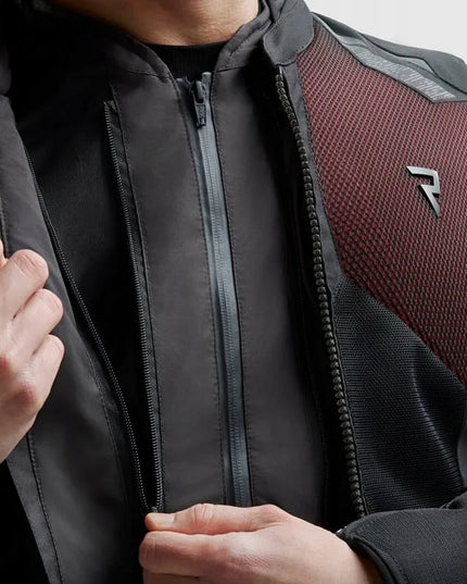 Vyriška tekstilinė motociklininko striukė REBELHORN JAX BLACK RED, XXL