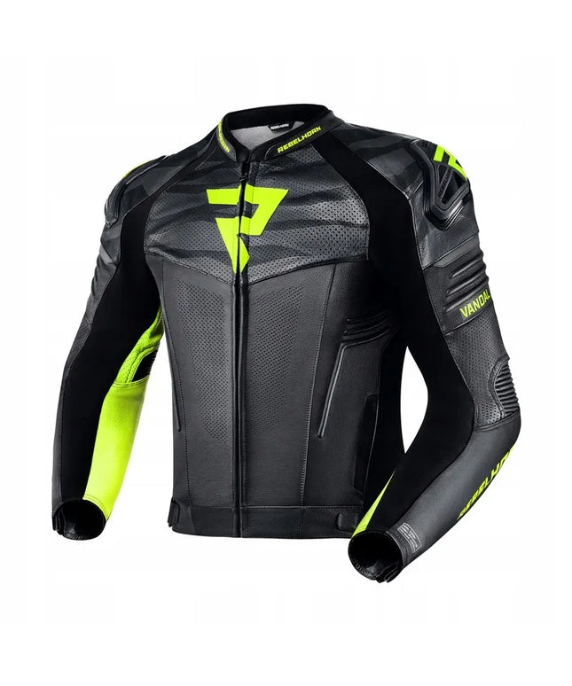 Motociklininko striukė REBELHORN VANDAL BLACK/F YELLOW