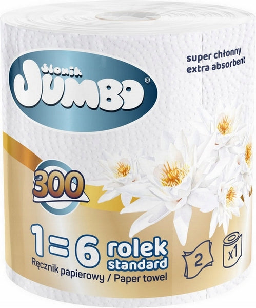Virtuvinis popierinis rankšluostis Słonik Jumbo 2W, 300 lapelių, ekonomiškas - 30 vnt.