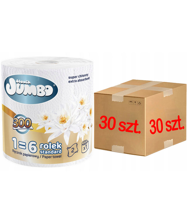 Virtuvinis popierinis rankšluostis Słonik Jumbo 2W, 300 lapelių, ekonomiškas - 30 vnt.