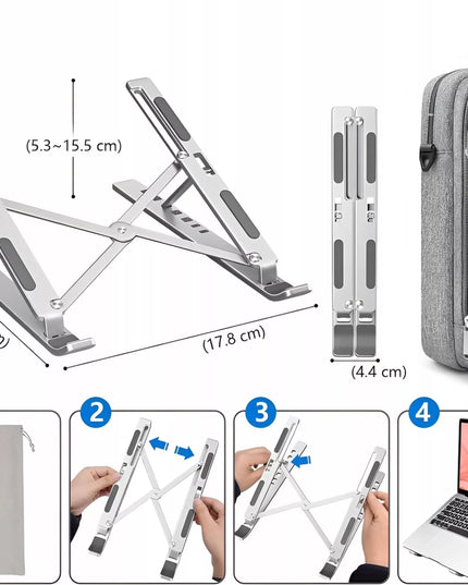 REGULUOJAMAS STOVAS NEŠIOJAMAM KOMPIUTERIUI IKI 17" PLANŠETEI 7 LYGIAI METALINIS + DĖKLAS