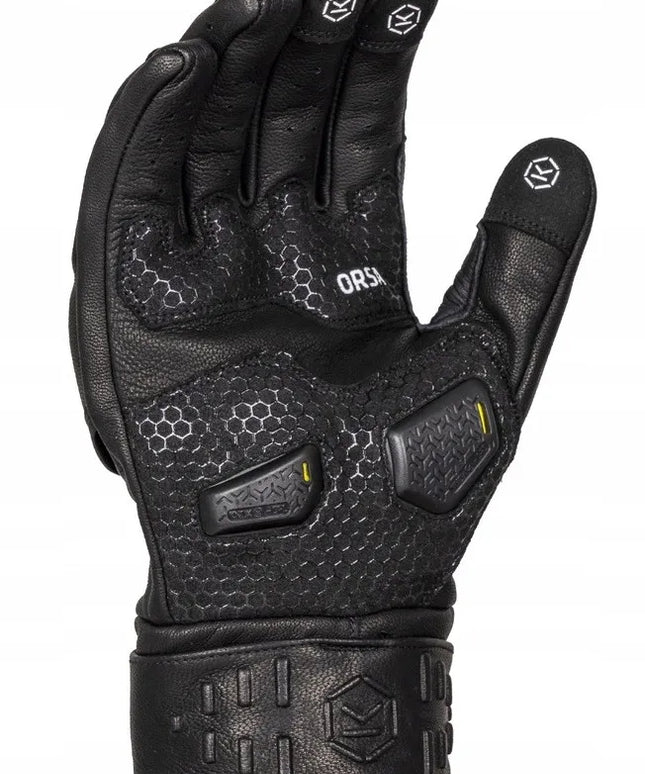 Motociklininko pirštinės KNOX ORSA LEATHER MK3 juodos vyriškos