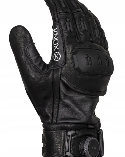 Motociklininko pirštinės KNOX ORSA LEATHER MK3 juodos vyriškos