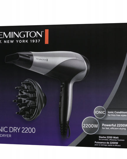 REMINGTON Plaukų džiovintuvas 2200W Patvarus Labai Galingas Jonizacinis Maišelis